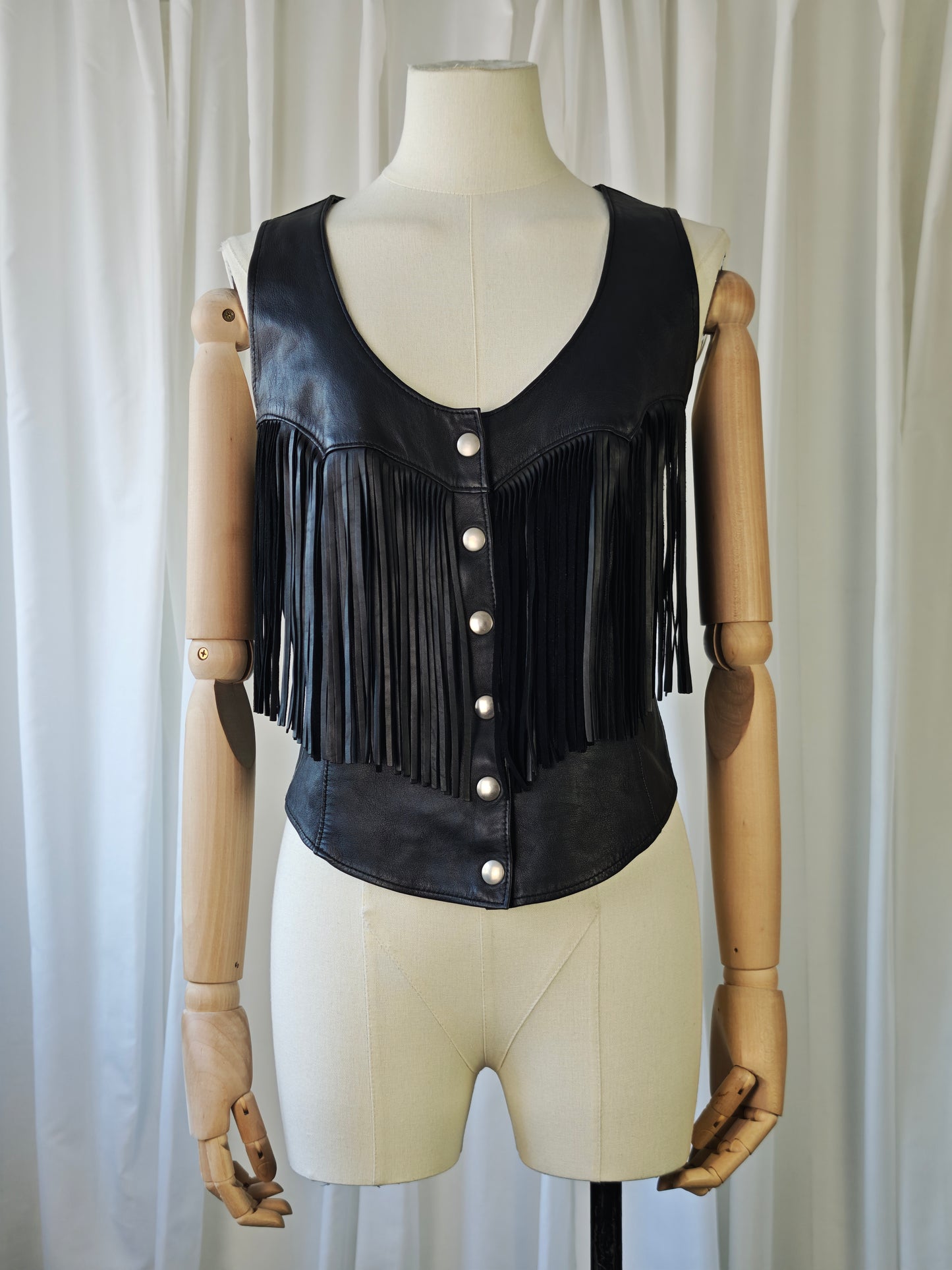 Leather fringe vest