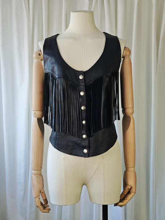 Leather fringe vest