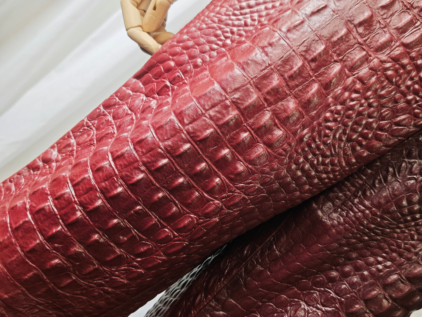 Leather croco embossed trousers