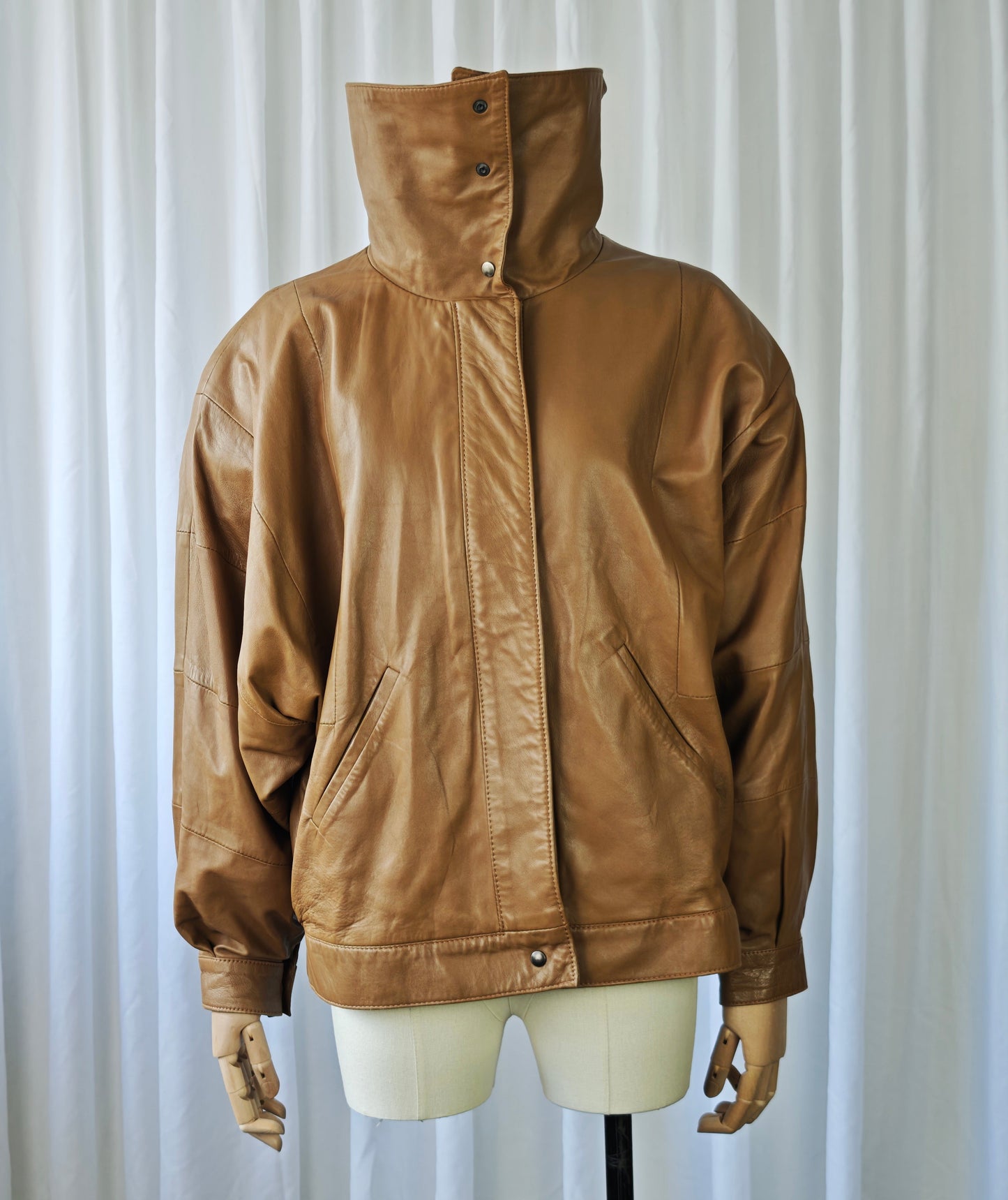 Tan funnel neck bomber jacket