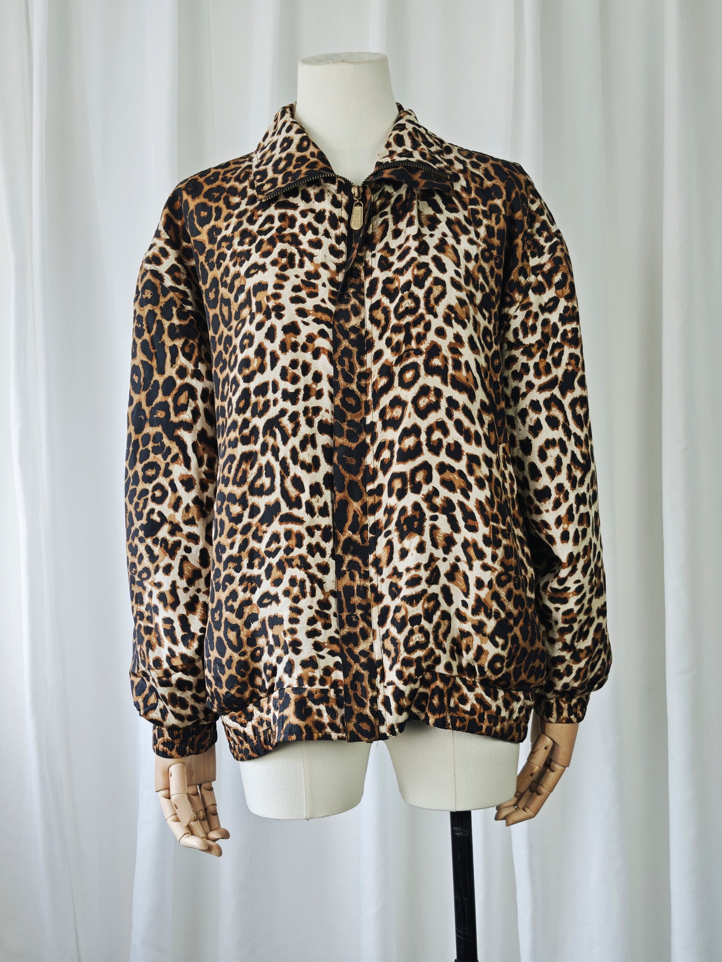 Silk leopard bomber jacket