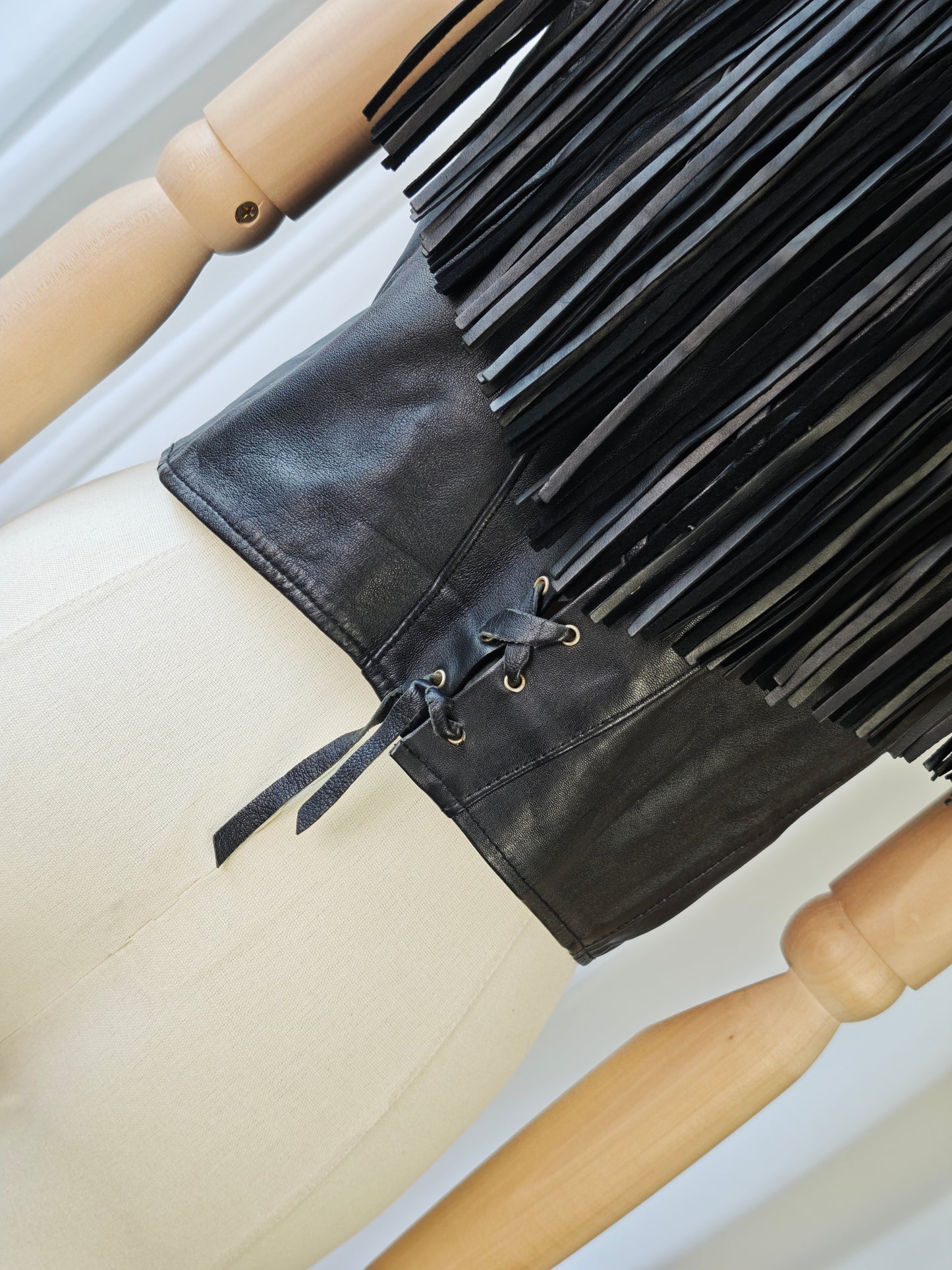 Leather fringe vest