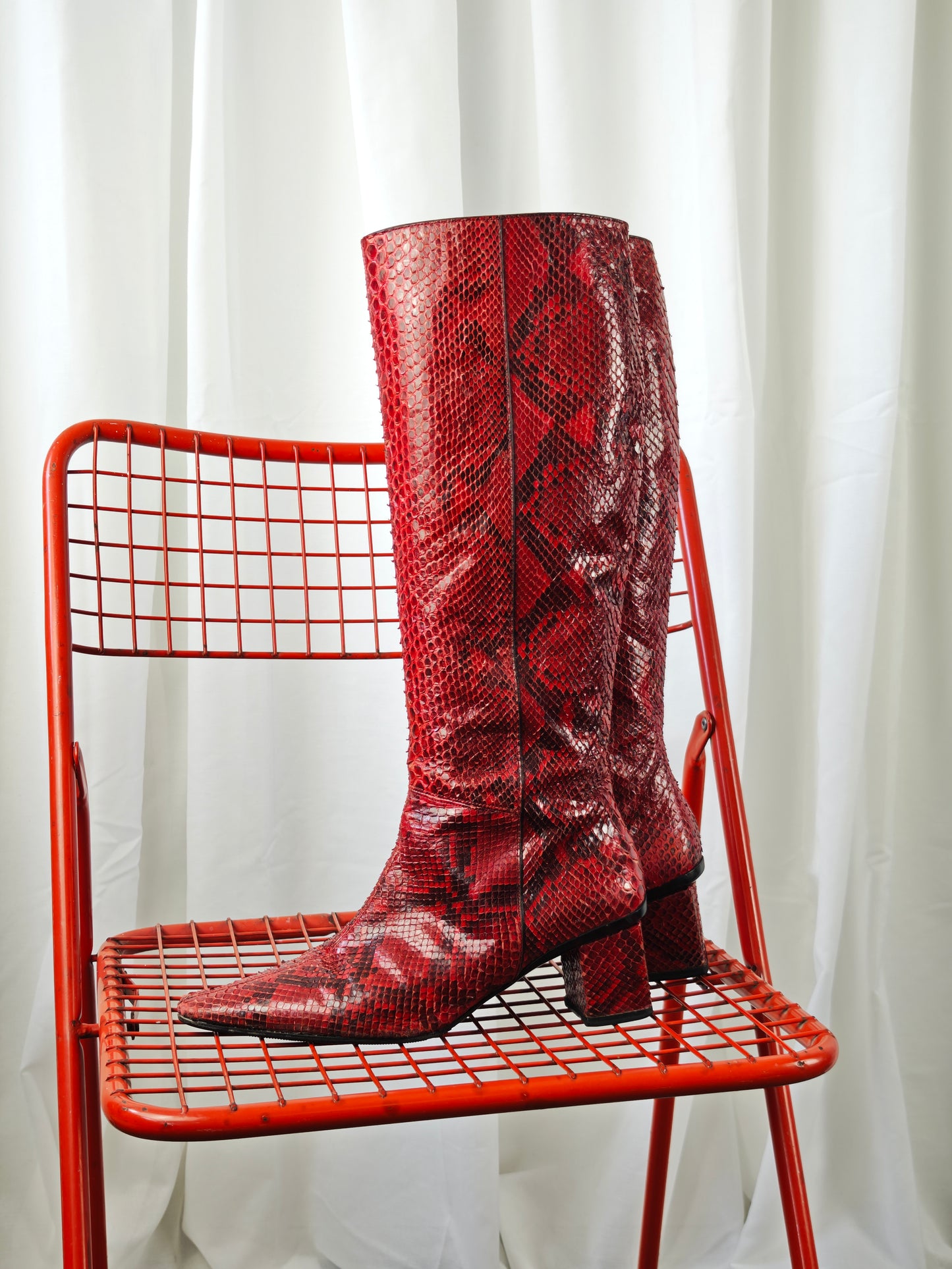 Red python boots - 38.5