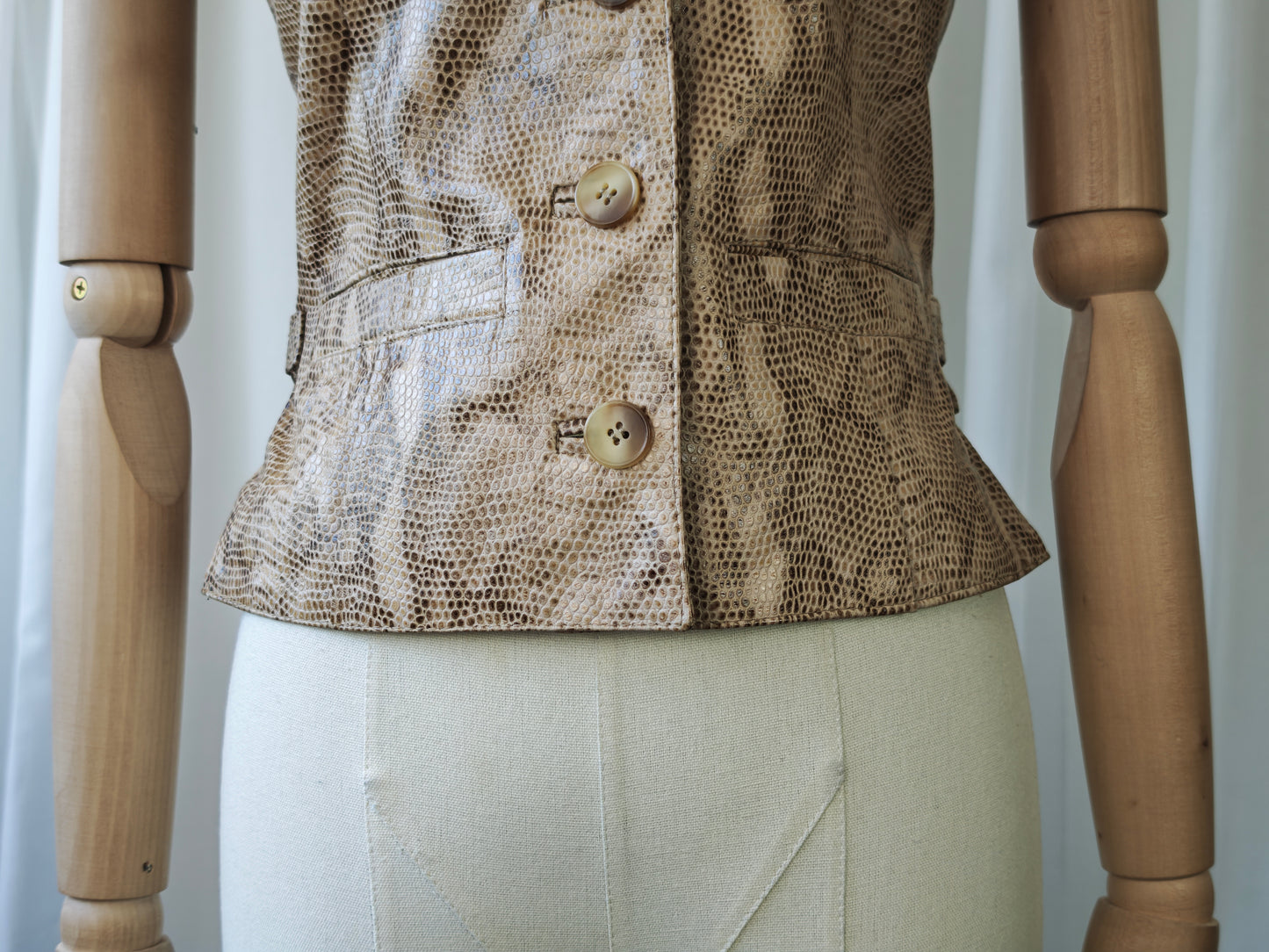 Leather snake print vest
