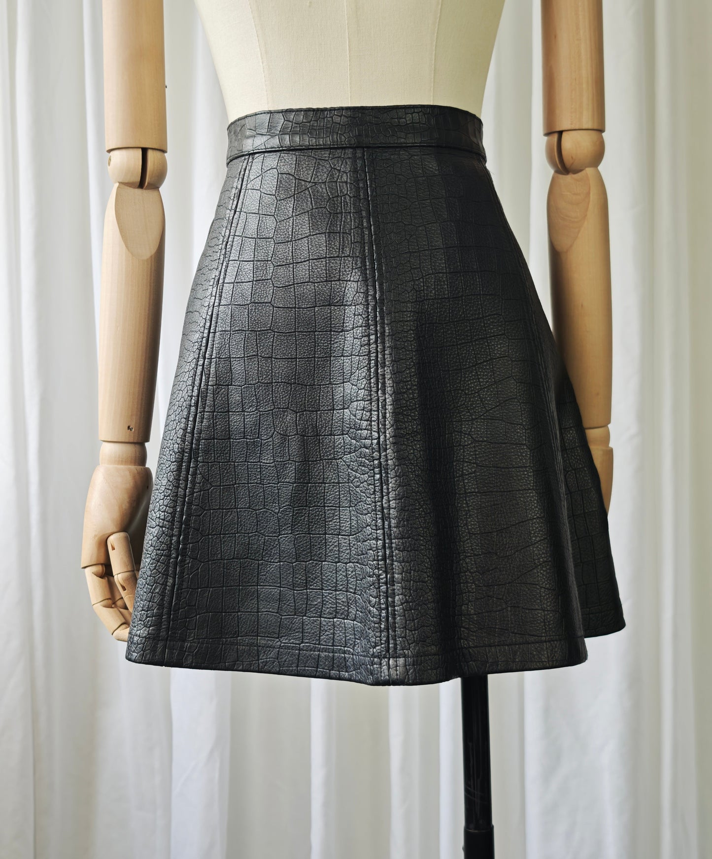 Crocodile print leather skirt