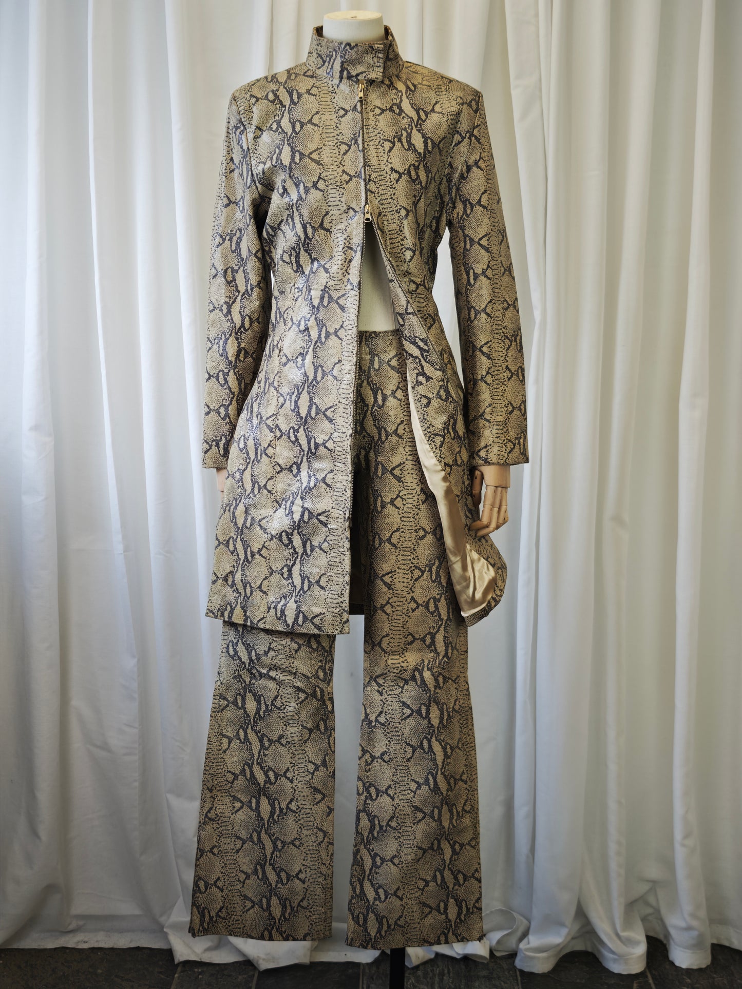 Leather snake print suit