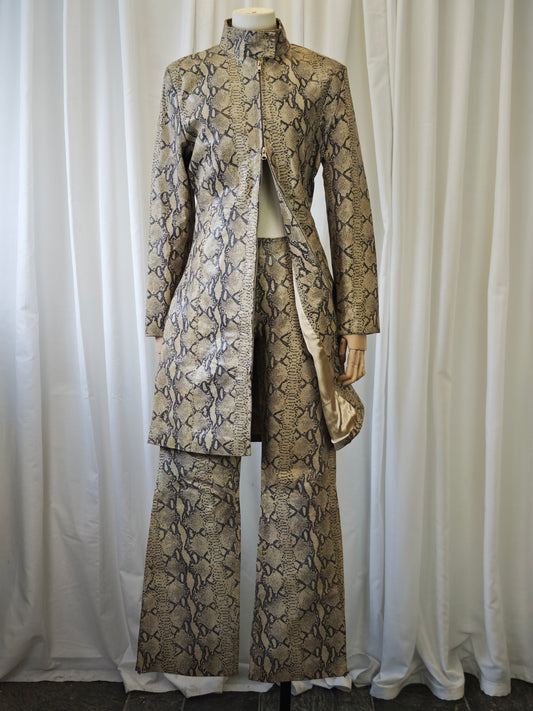 Leather snake print suit