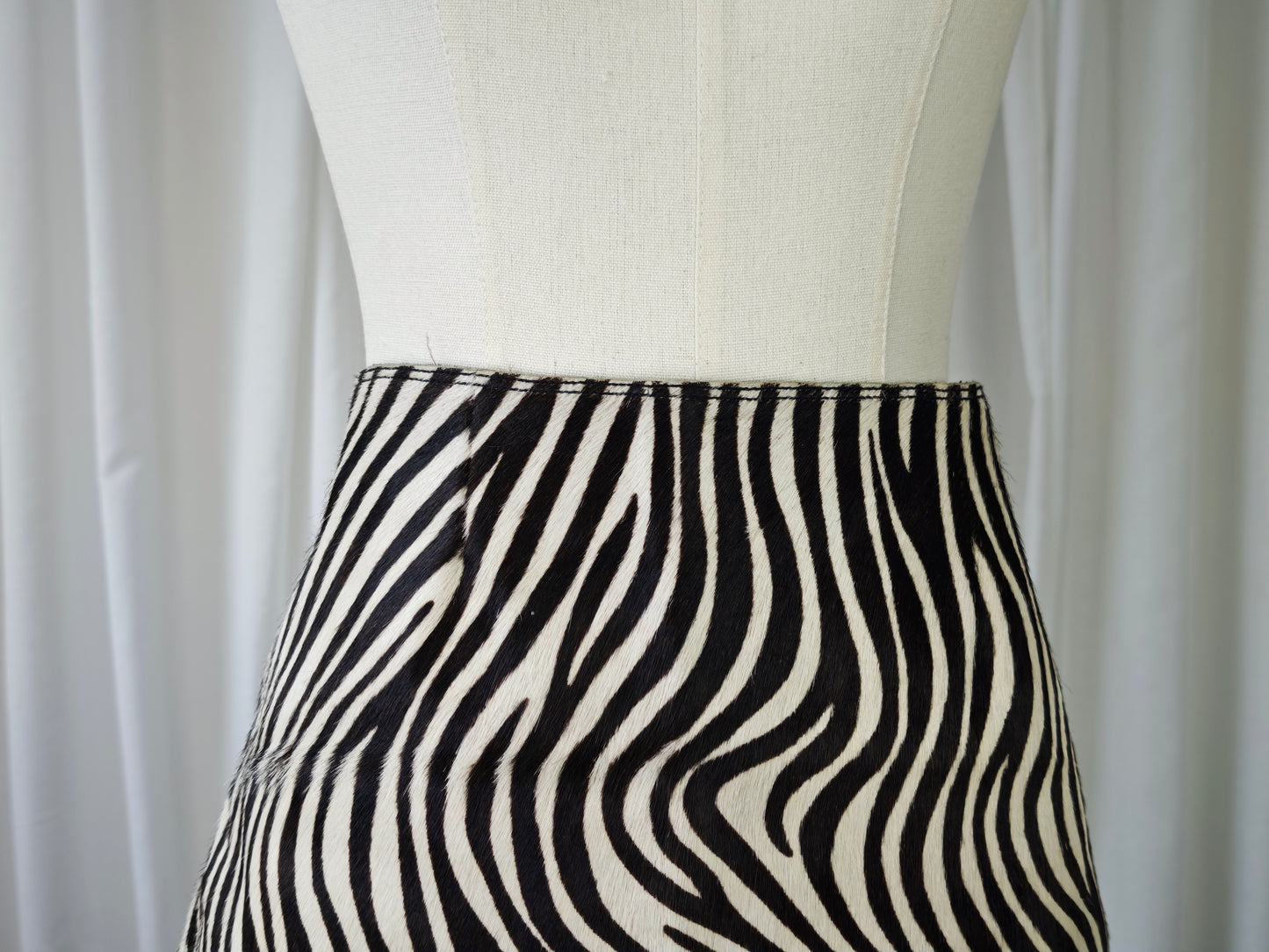 Zebra print pony hair skirt