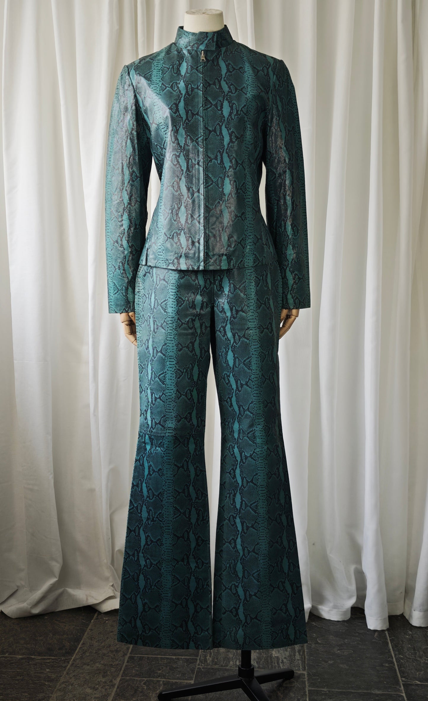 Leather snake print suit