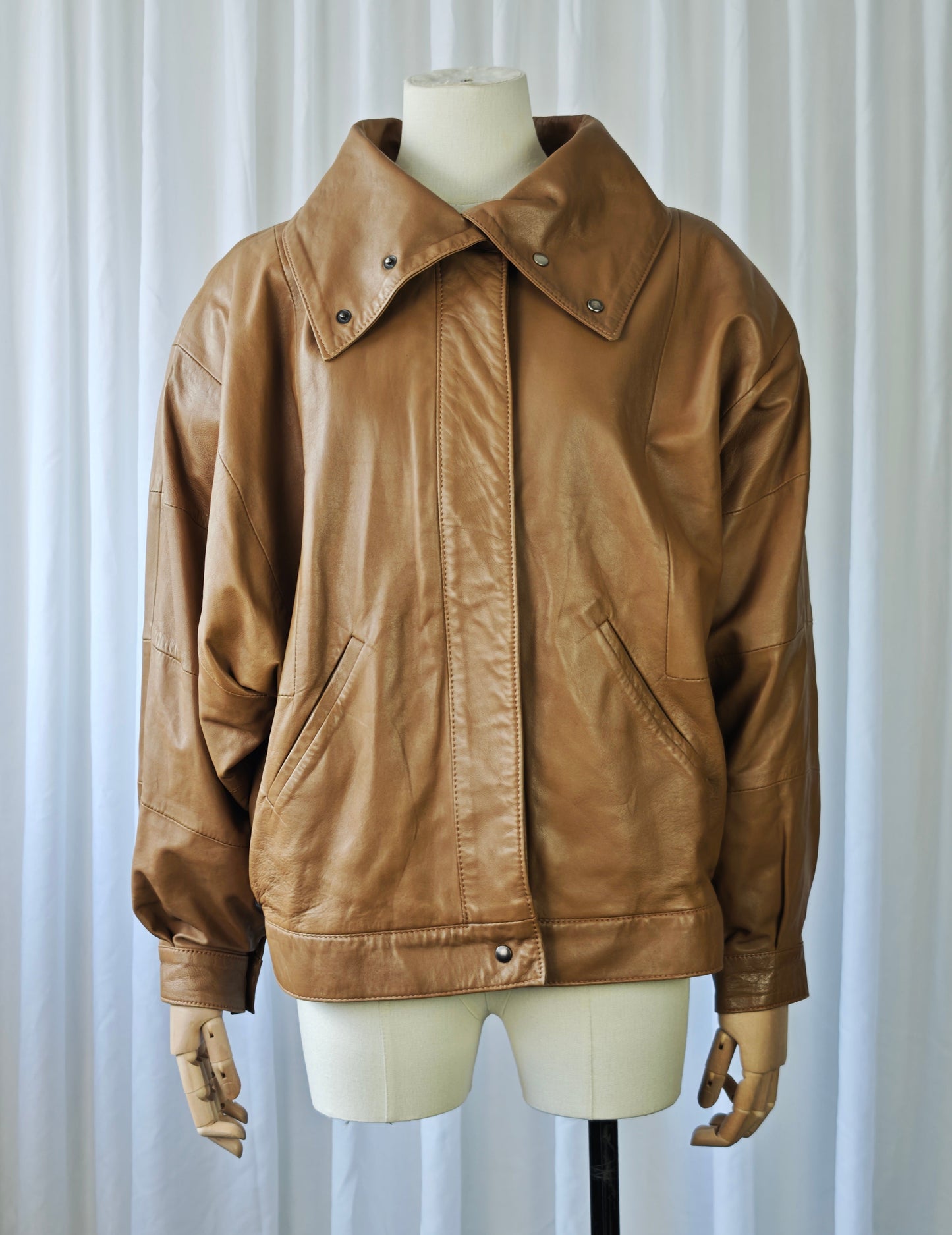 Tan funnel neck bomber jacket