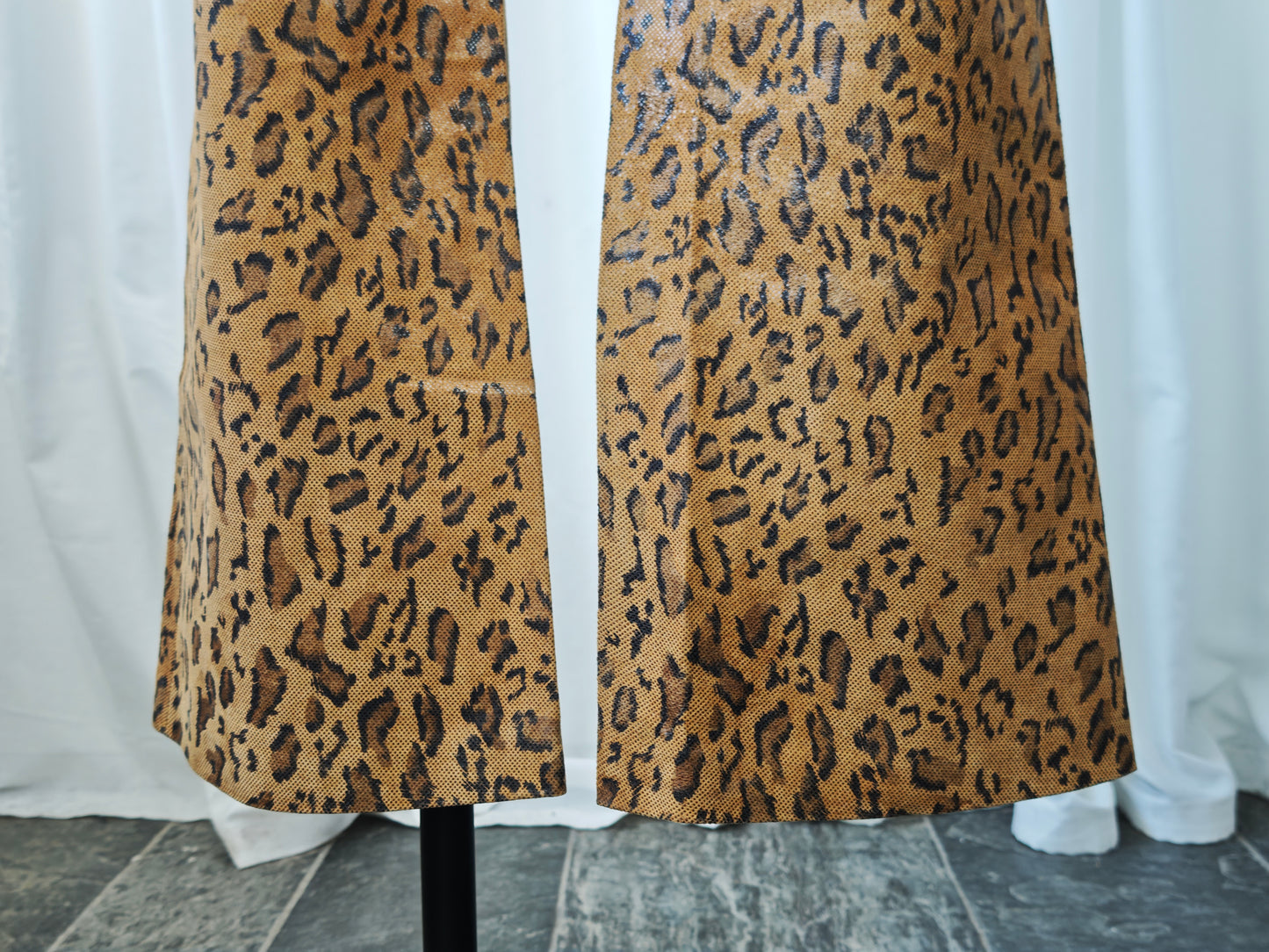Leather leopard trousers