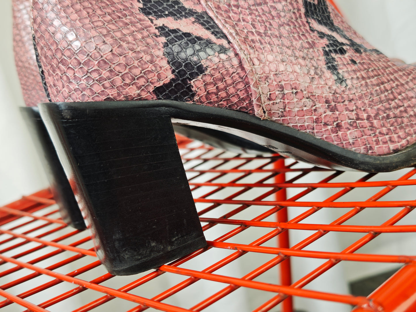 Pink snake print boots