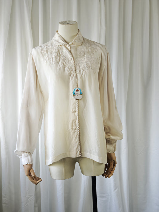 1950s silk blouse - XL