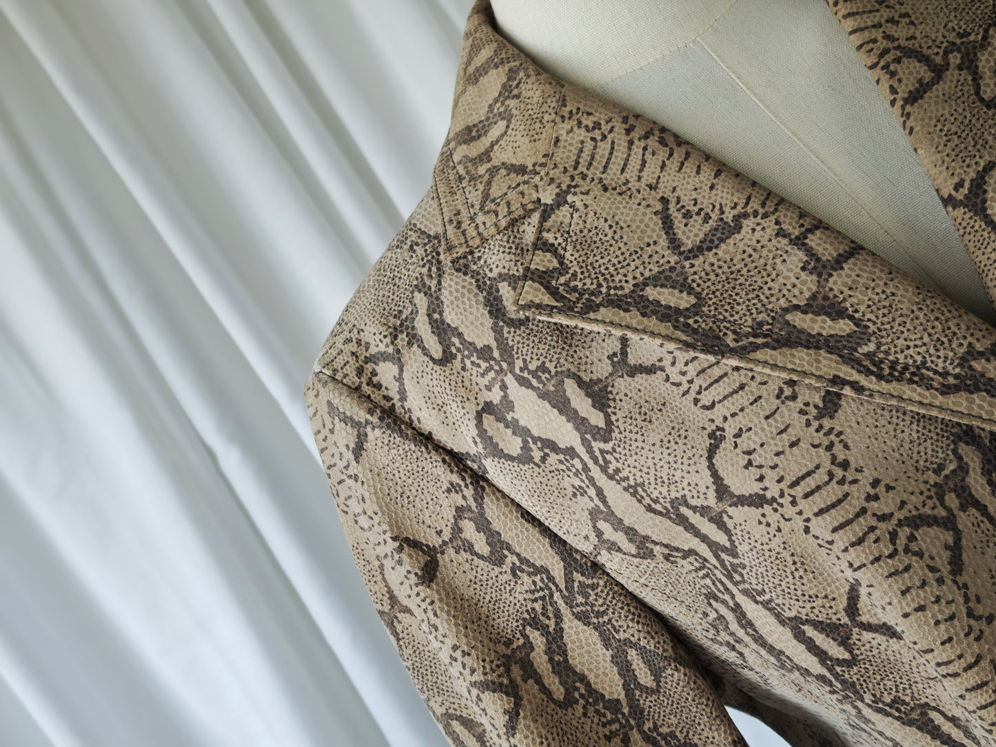 Leather snake print blazer