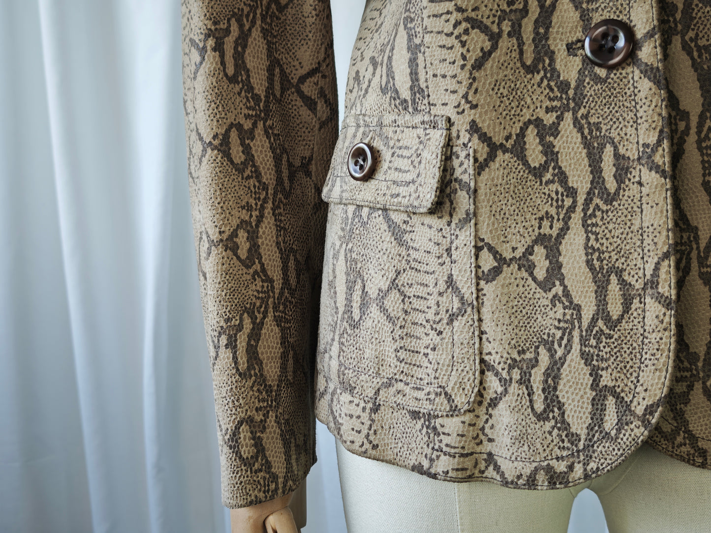 Leather snake print blazer