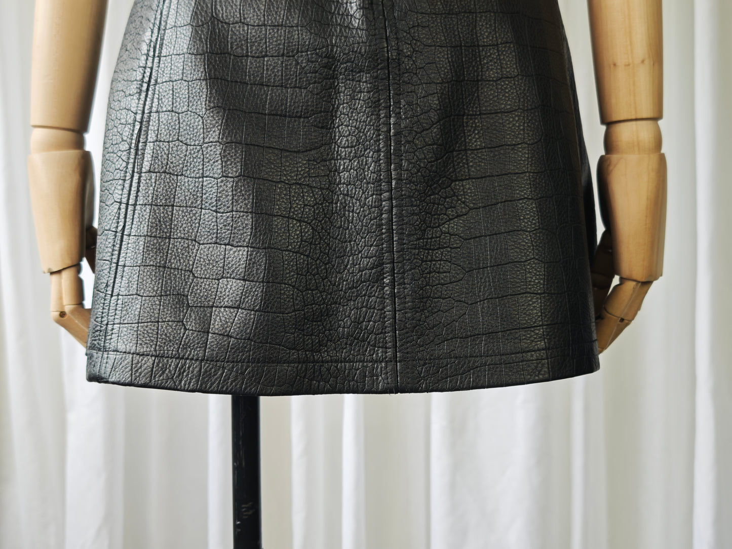 Crocodile print leather skirt