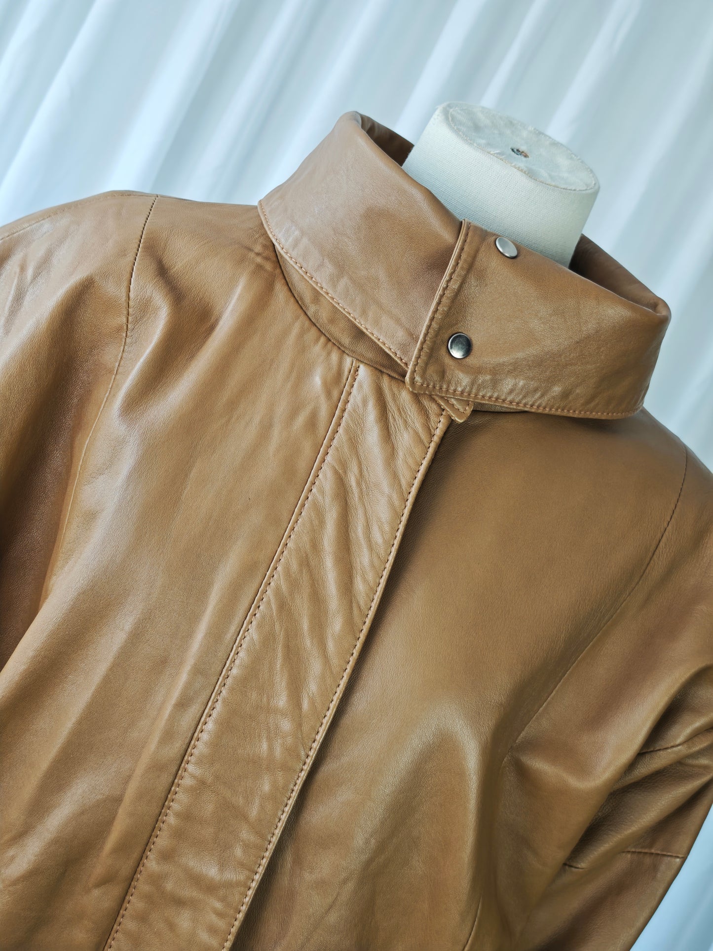 Tan funnel neck bomber jacket