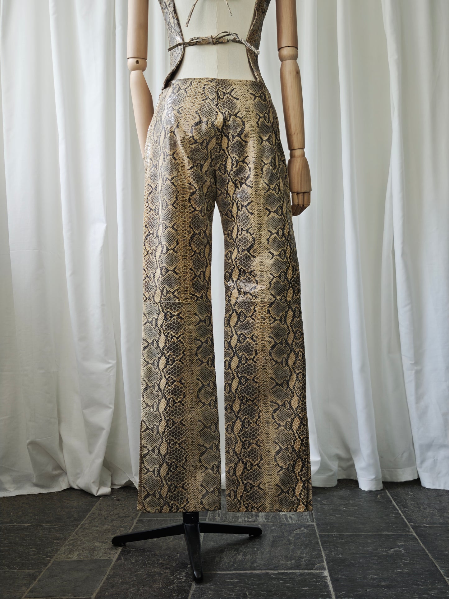 Leather snake print two piece