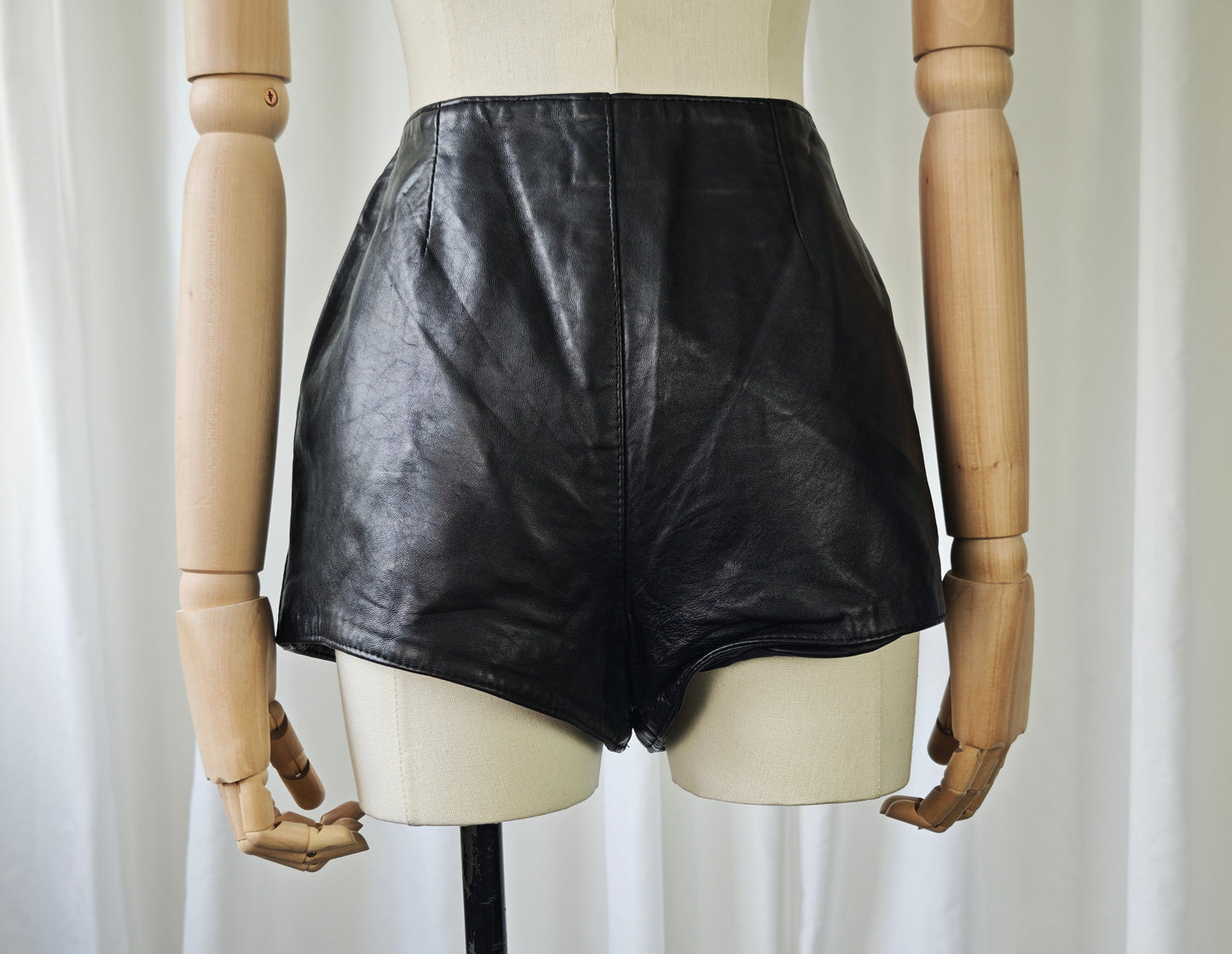 Leather micro shorts
