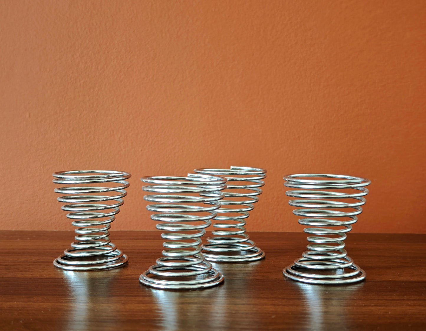 Chrome egg cups set of 4