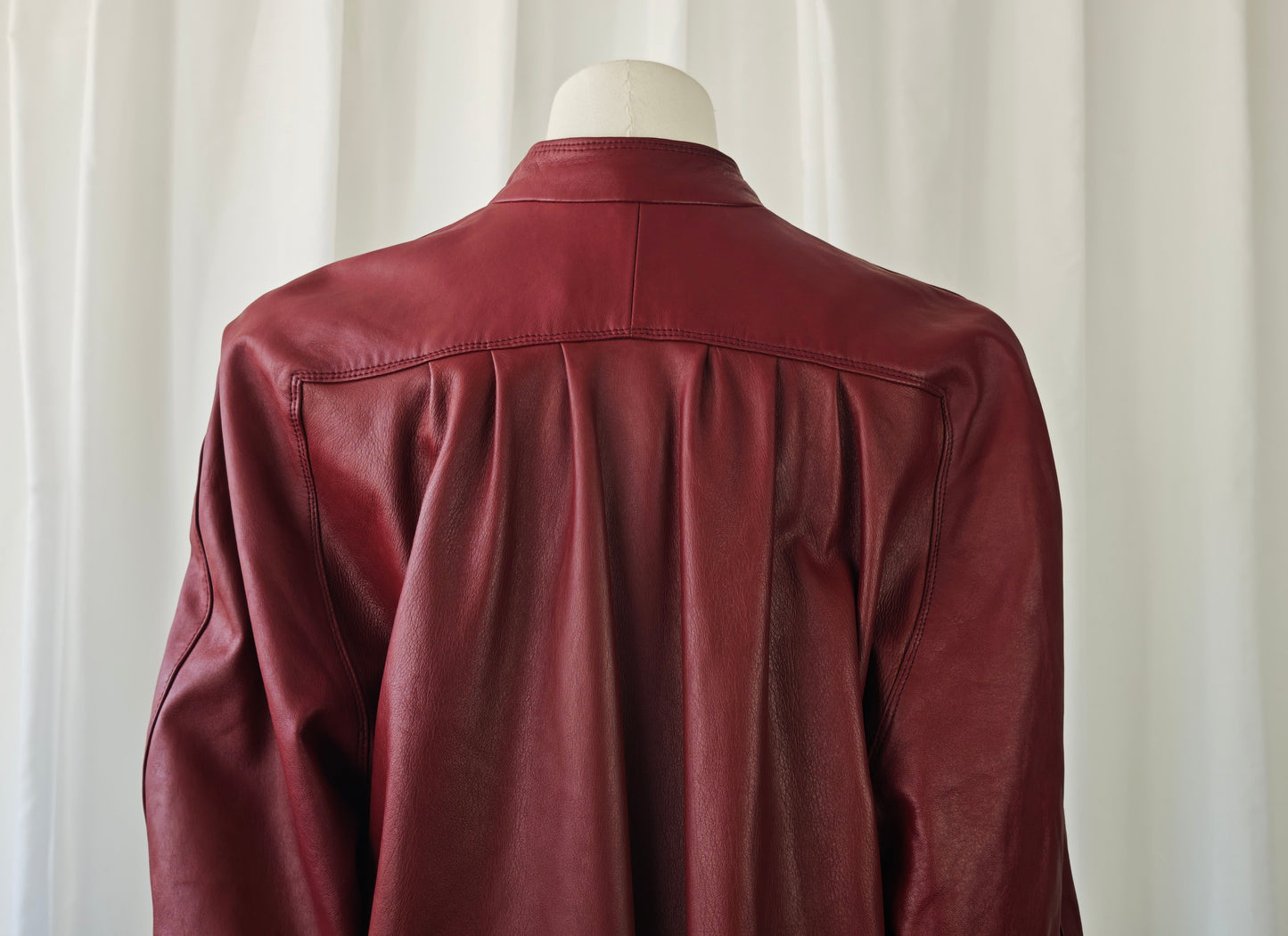Burgundy leather trench coat