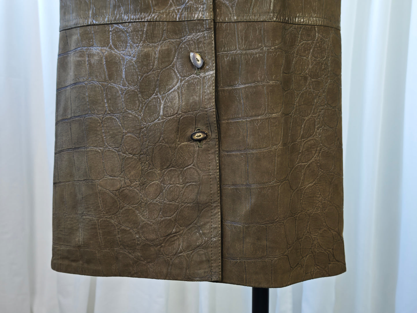 Leather crocodile print skirt
