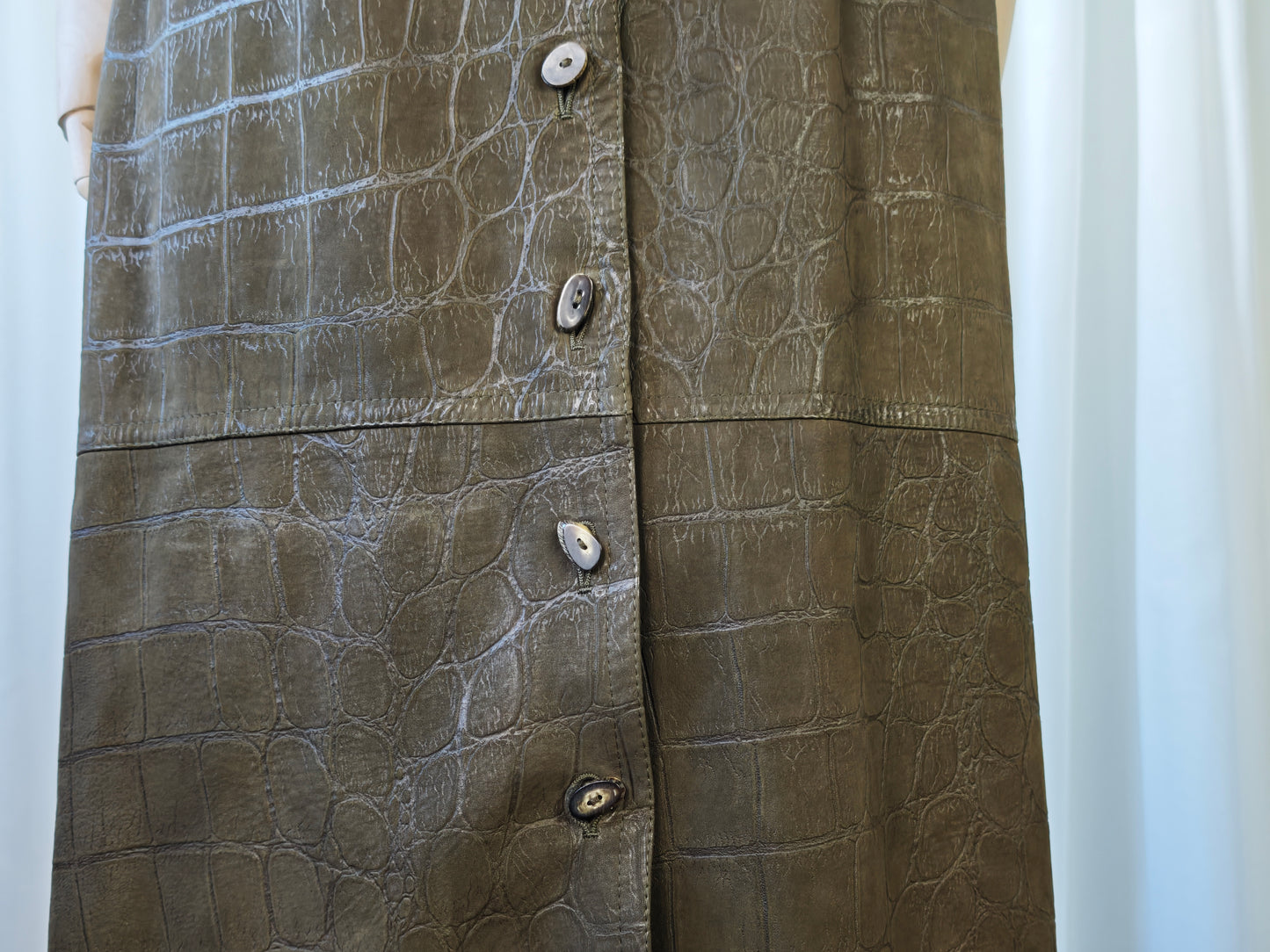 Leather crocodile print skirt