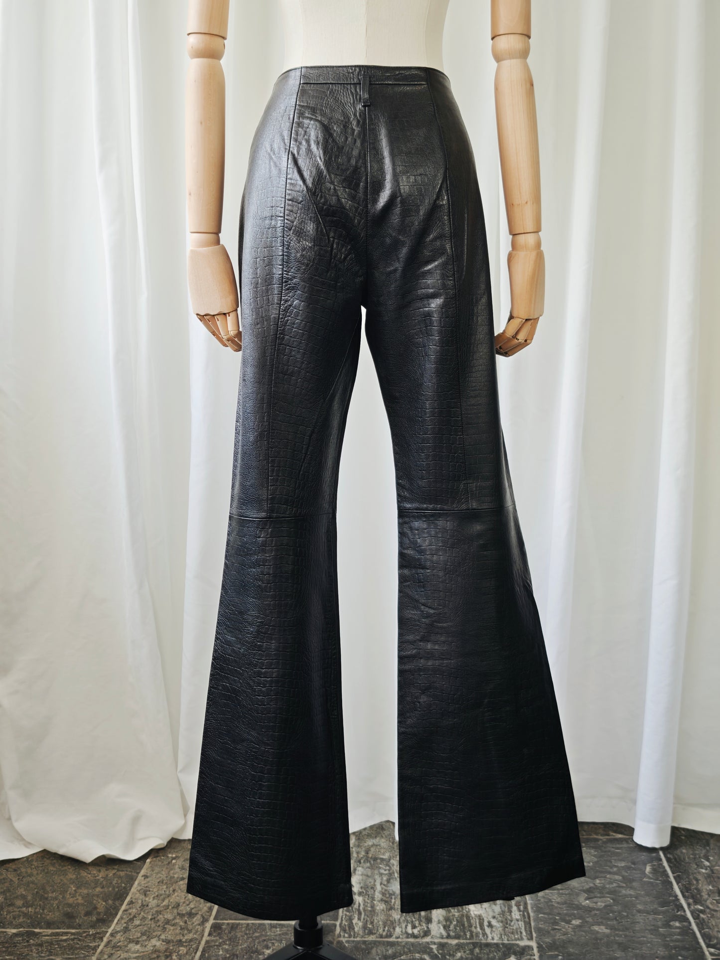 Kenzo leather croc trousers