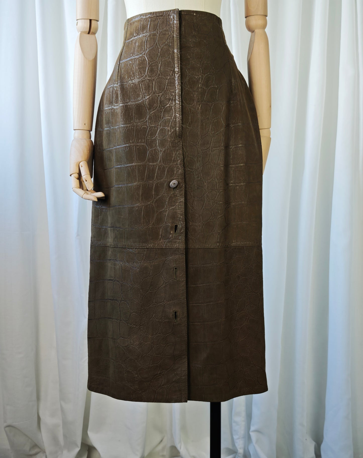 Leather crocodile print skirt
